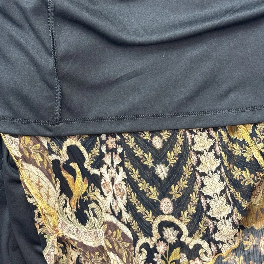 Soft Sorroundings Enchanted Forest Maxi Dress Sz 10P Brown Gold Floral Bohemian